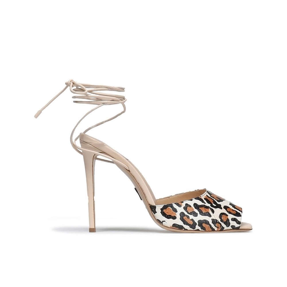 Paul Andrew Leopard-Print Snakeskin Sandals